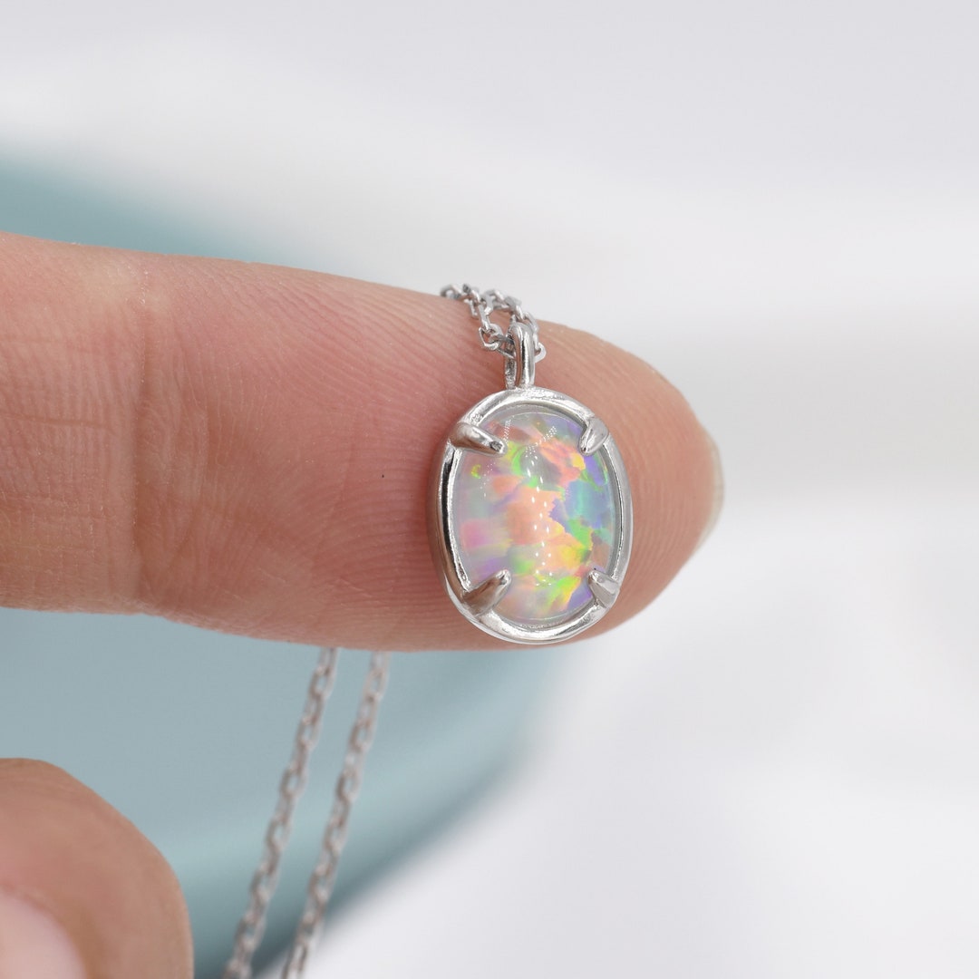 Collier Art Déco Argent 925 - Opale & Marcassite - Pendentif Rond - Neuf Avec étiquettes