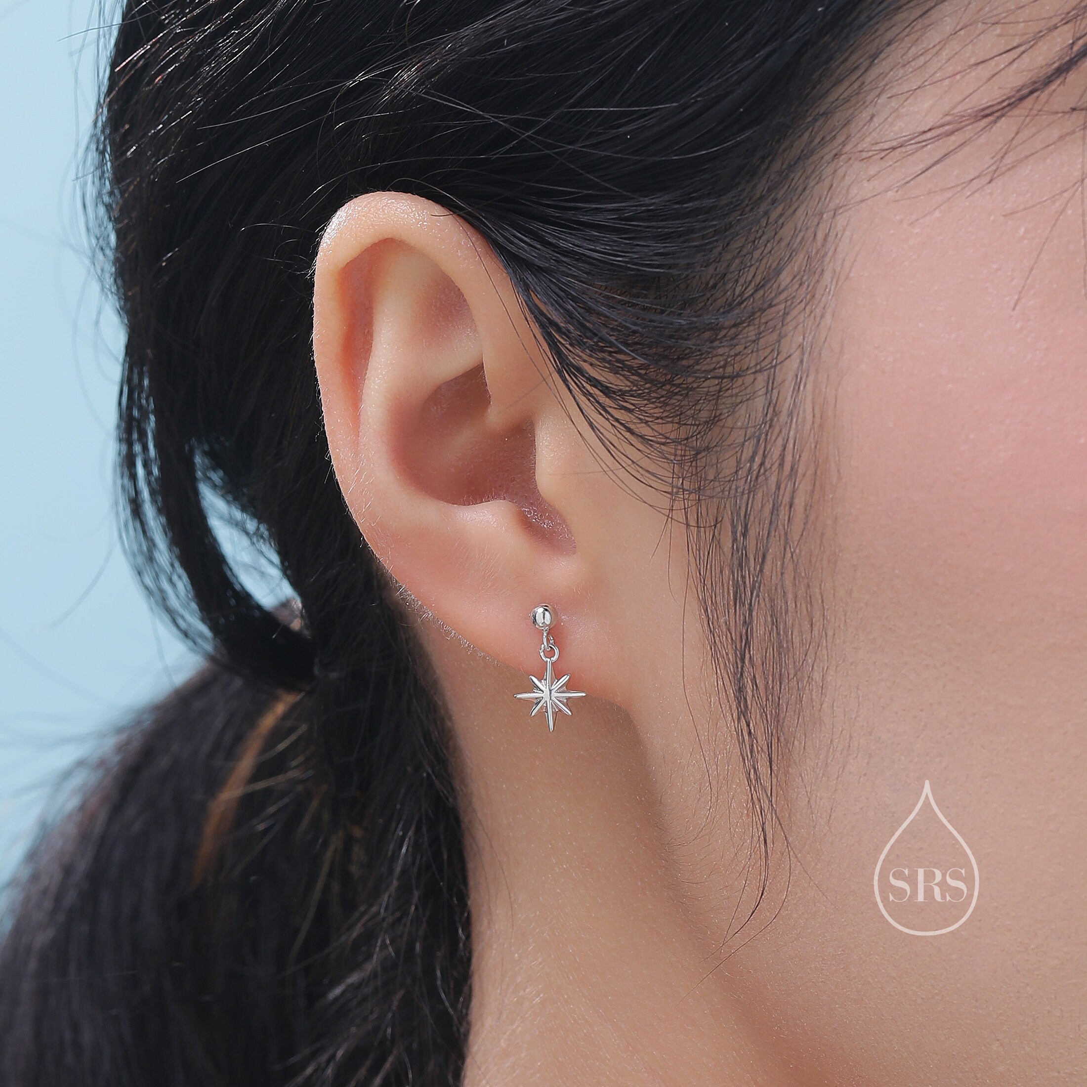 Boucles D'Oreilles Astronaute Étoile Argent Sterling S925 - Asymétriques Pour Oreilles Sensibles