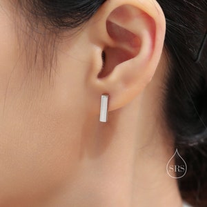Chunky Geometric 12MM  Bar Stud Earrings in Sterling Silver, Silver, Gold or Rose Gold,  Bar Earrings,