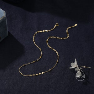 Choker-Pailletten und Gliederkette aus Sterlingsilber, Silber oder Gold oder Roségold, Choker-Halskette, minimalistischer geometrischer Stil Bild 8
