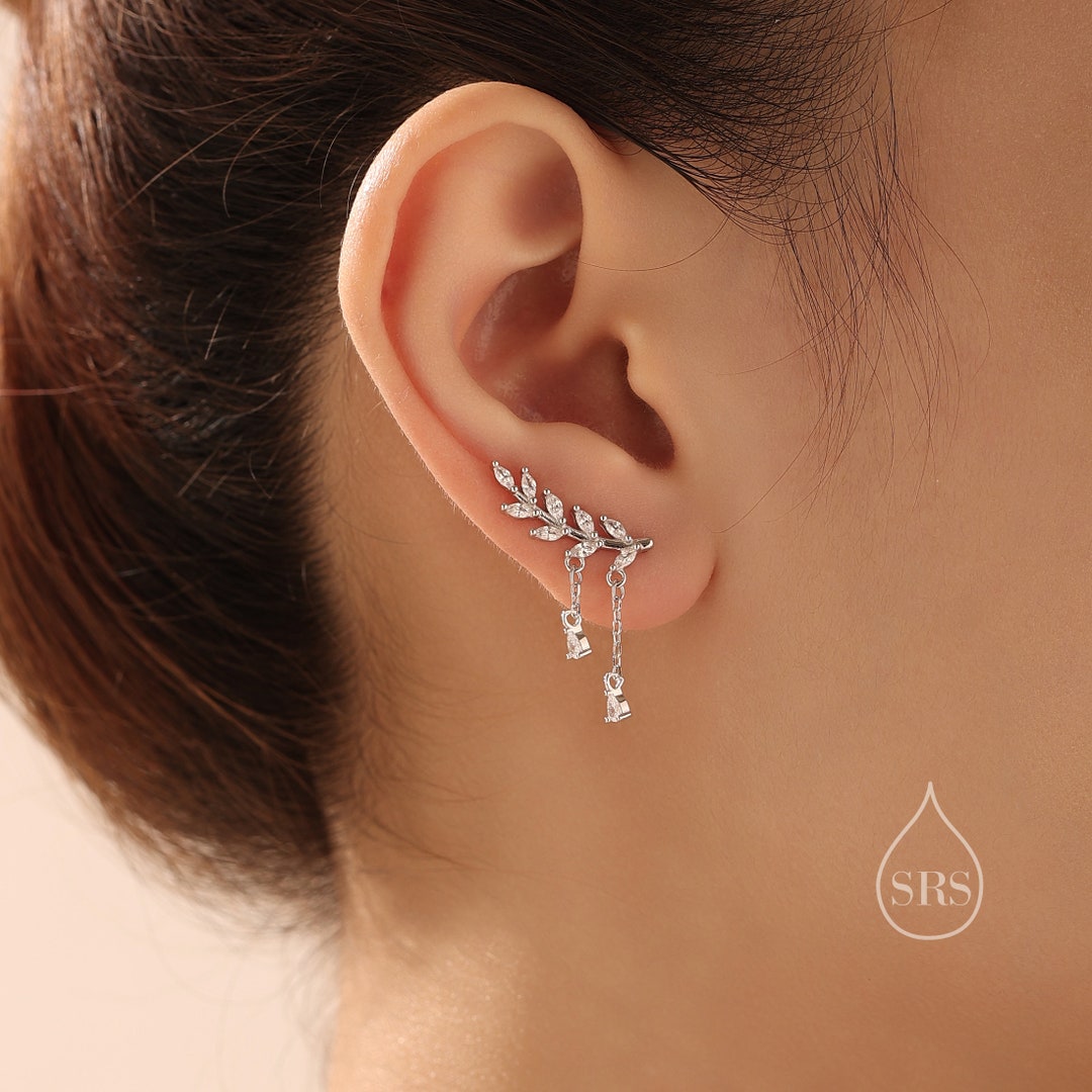 SLUYNZ 925 Silver Chain Cuff Earrings for Women Girls