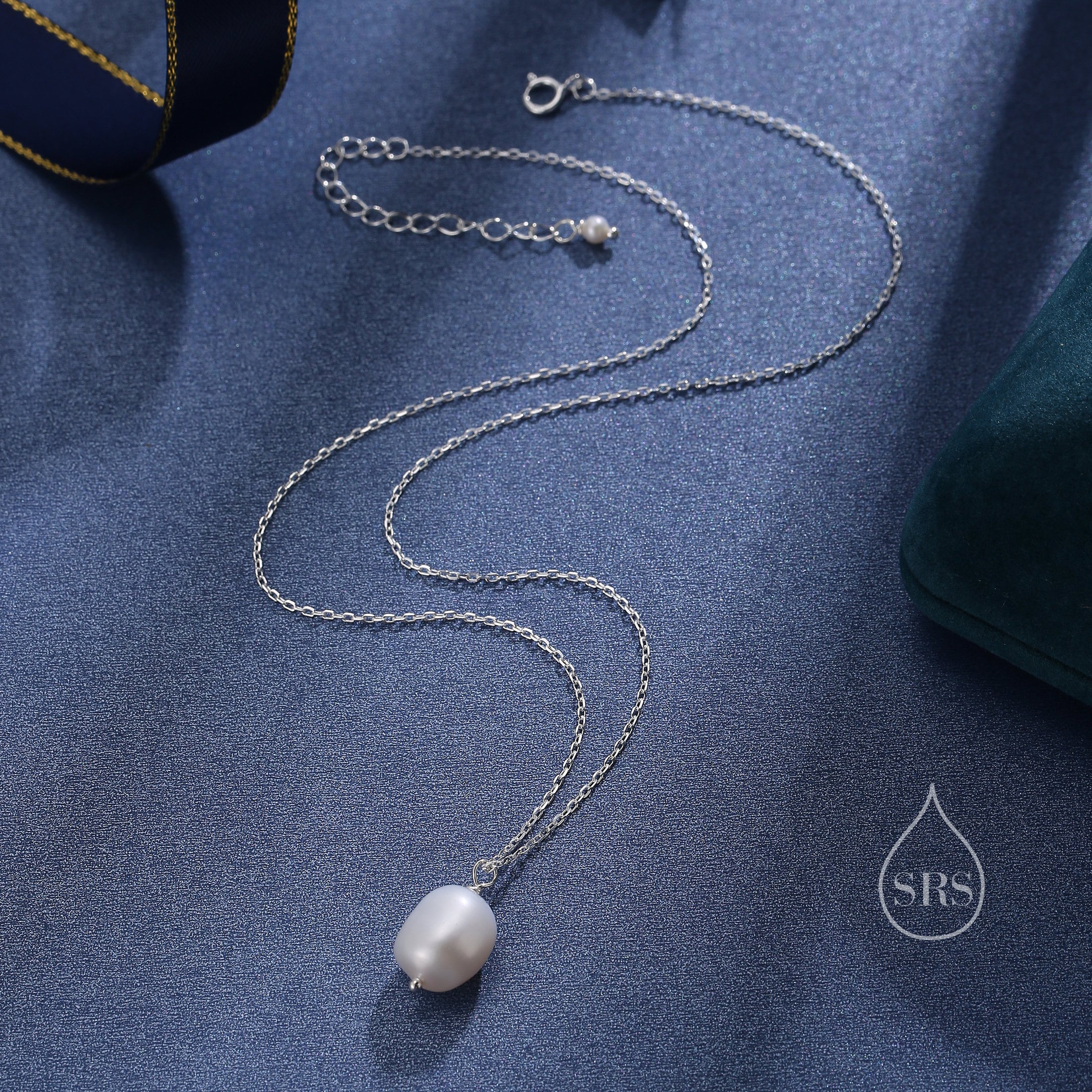 Delicate Genuine Baroque Pearl Pendant Necklace in Sterling