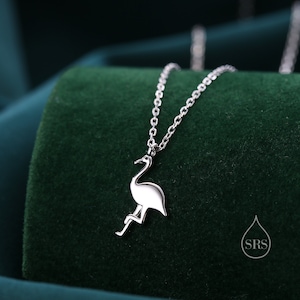 Flamingo Pendant Necklace in Sterling Silver, Flamingo Bird Necklace, Silver or Rose Gold - Cute Quirky and Fun Jewellery