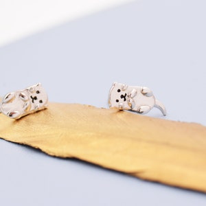 Otter Stud Earrings in Sterling Silver Smiling Otter Cute Animal Earrings Fun, Whimsical image 5