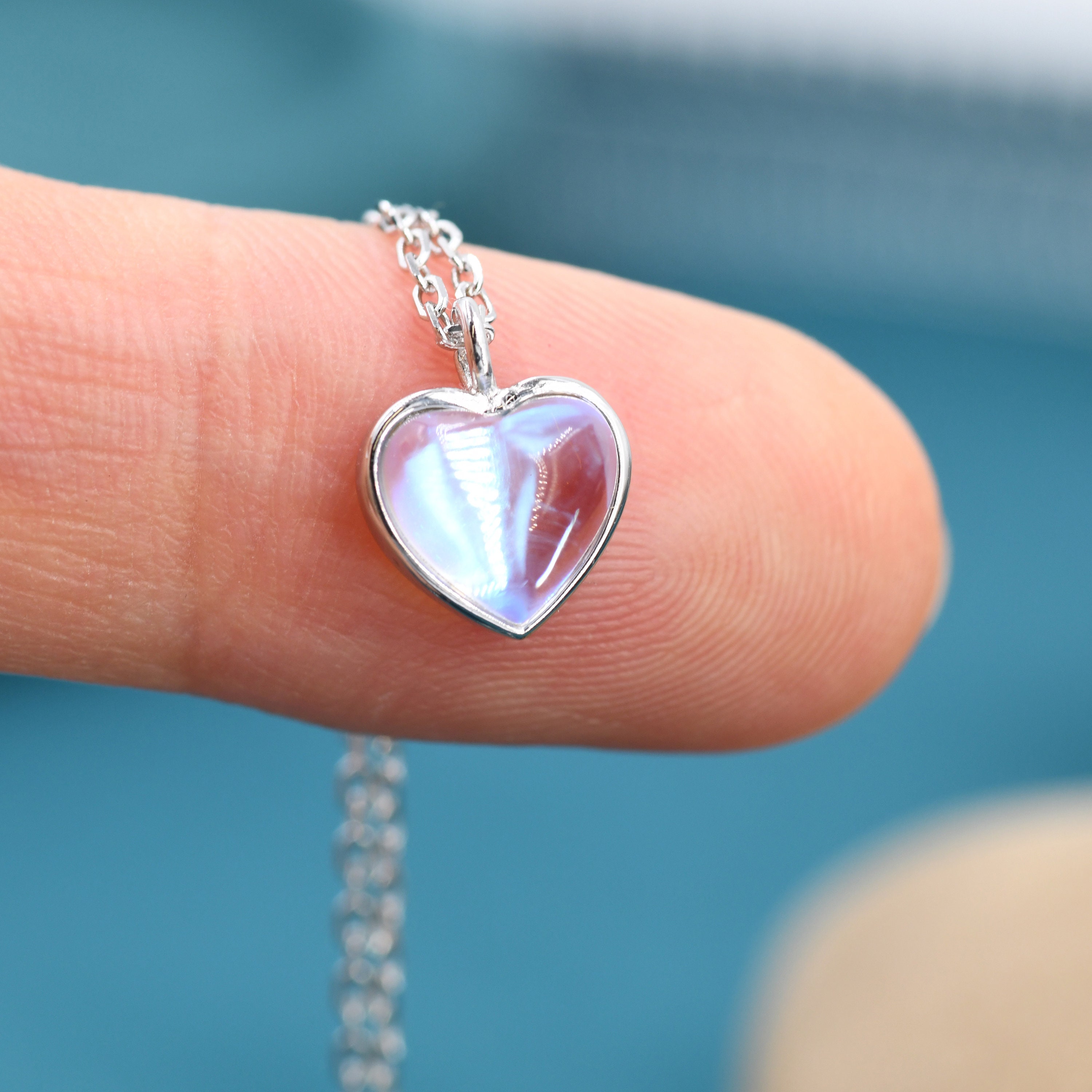 Collana Cuore Infinito Con Pietra Di Luna - Argento Sterling 925 Per Donna - 4