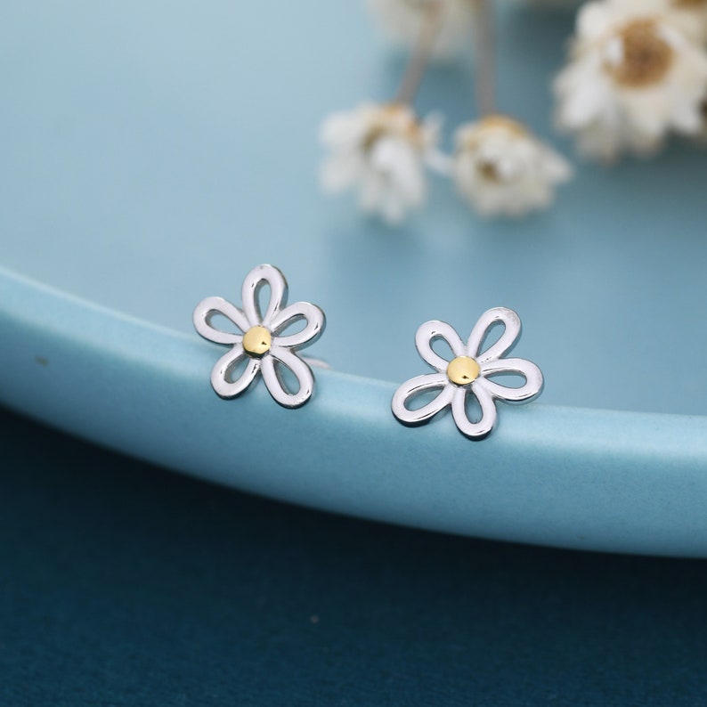 Dainty Forget-me-not Flower Stud Earrings in Sterling Silver Floral Blossom Flower Stud Earrings Nature Inspired image 3