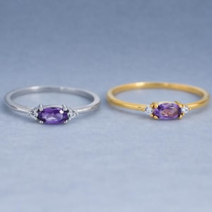 Natural Amethyst Ring in Sterling Silver, Silver or Gold, Natural purple Amethyst Ring, Dainty Amethyst Ring, US 5-8