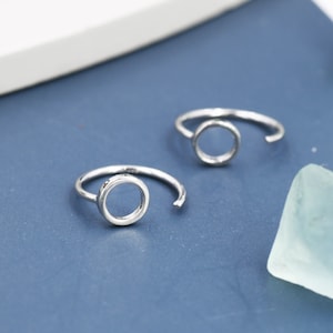 Tiny Circle Huggie Hoop Earrings in Sterling Silver, Circle Earrings, Open Hoops, Pull-Through Threader Earrings, Half Hoop Earrings image 4