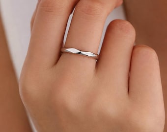 Bague factice minimaliste en argent sterling, taille réglable, bague diamant minimaliste