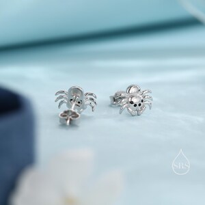 May include: A pair of silver spider stud earrings with black accents. The earrings are small and delicate, and they would make a great gift for anyone who loves spiders.