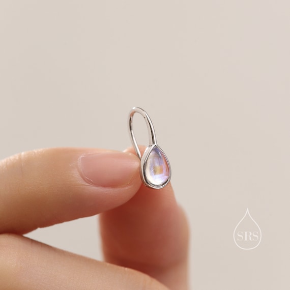 Orecchini A Spirale In Argento Sterling 925 Con Pietra Di Luna, Eleganza Donna E Ragazza