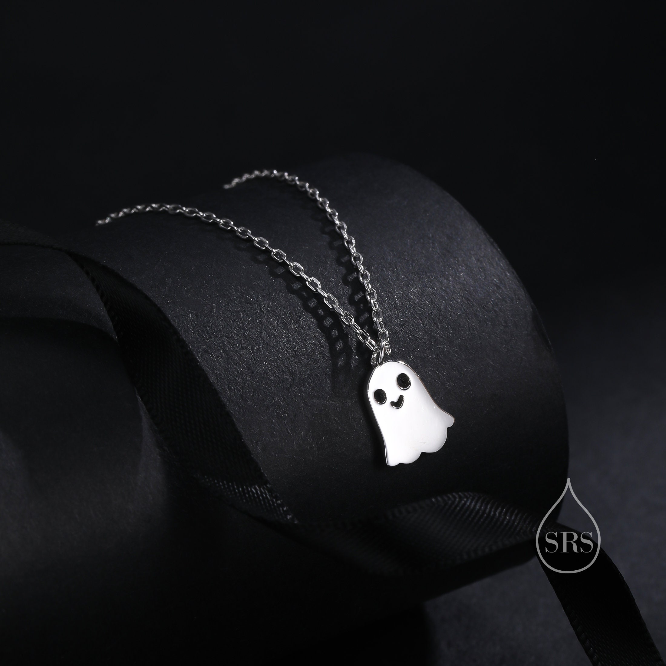 Cute Little Ghost Pendant Necklace in Sterling Silver, Silver or Gold ...