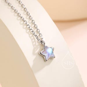 Moonstone Star Pendant Necklace in Sterling Silver, Silver or Gold, Aurora Star Necklace, Moonstone Star Necklace