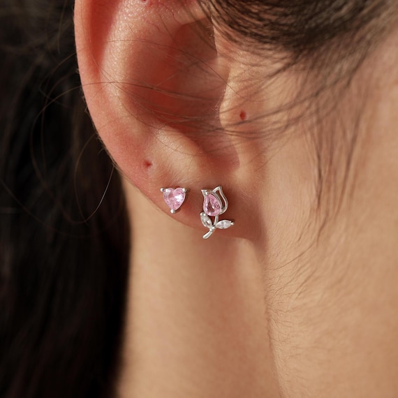 5 Paia Di Farfalline Per Orecchini – Argento Sterling 925 Con Placcatura Oro Rosa