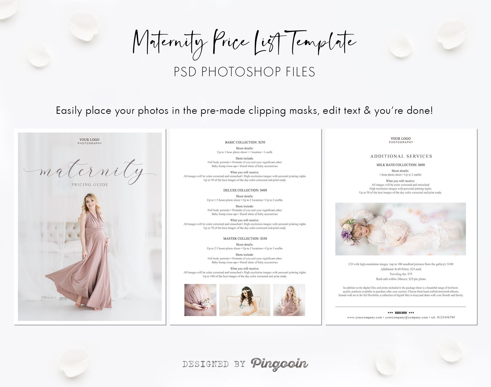 Price list template. Maternity photography pricing guide. Etsy