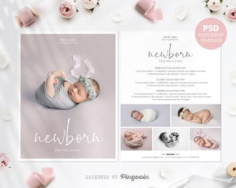 Price list template. Newborn photography pricing guide. Photography prints. Newborn mini session. Newborn photography price list menu. PLT12