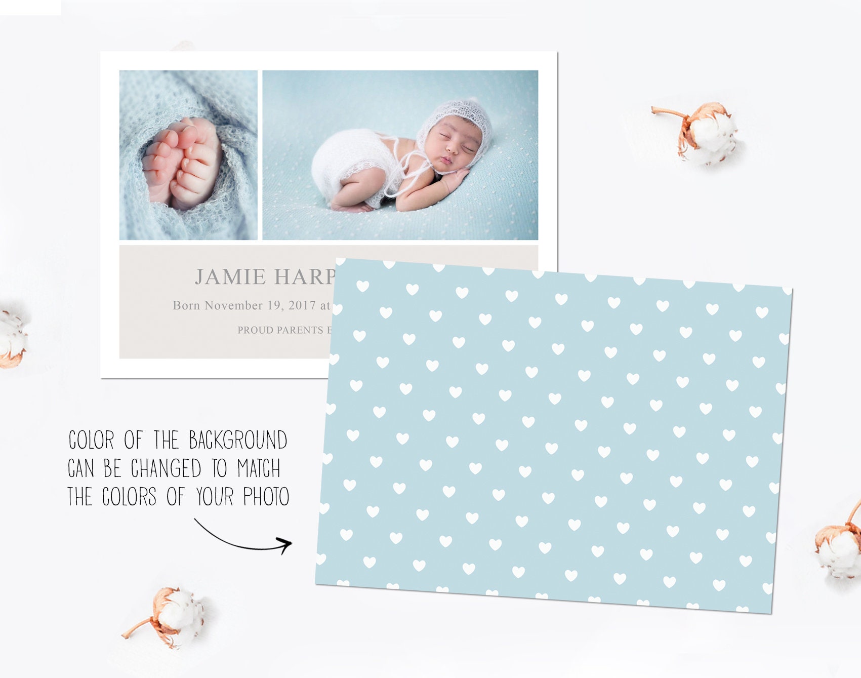 Birth Announcement Template. Newborn Card. Baby Announcement. - Etsy