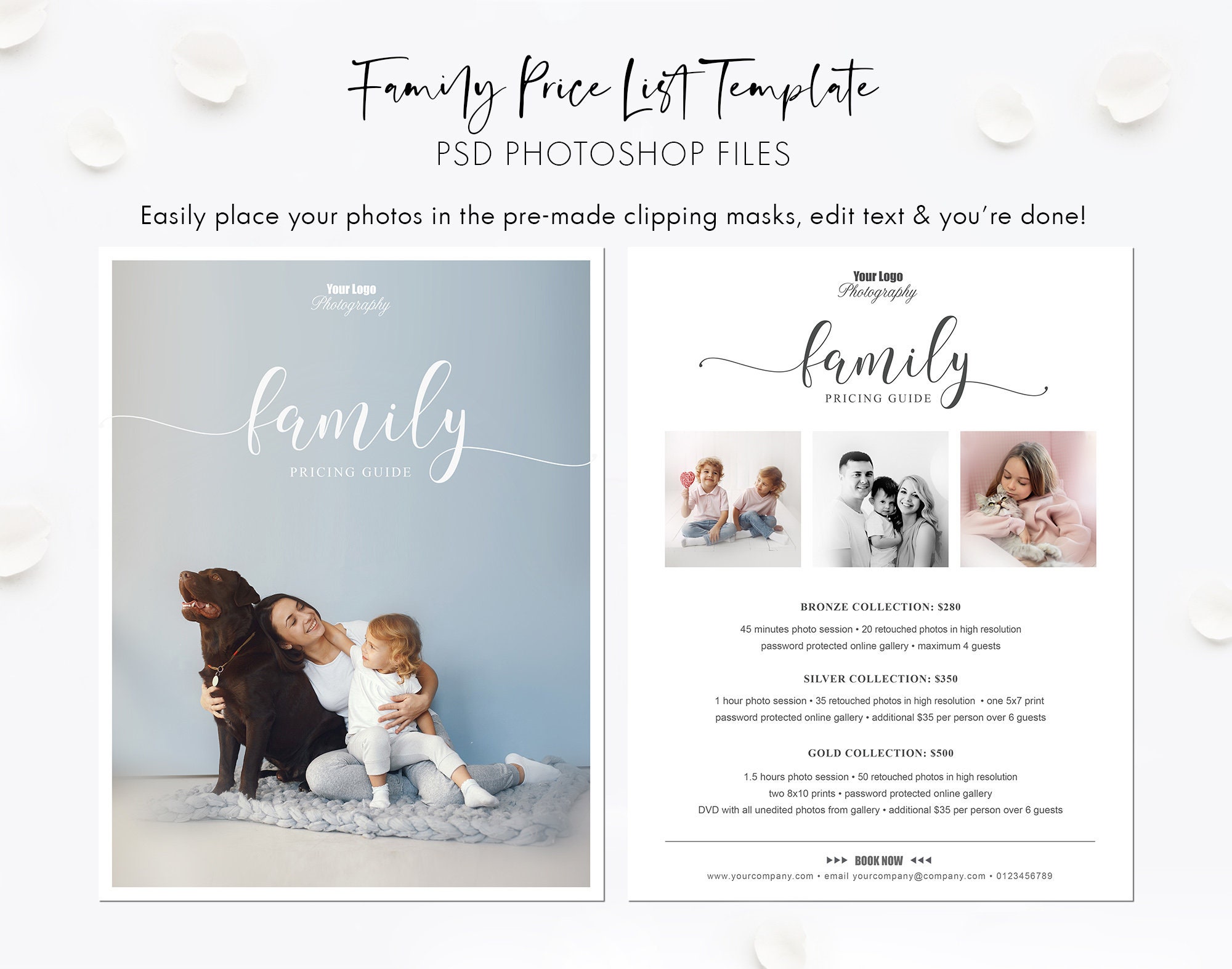 Family photography price list template. Family pricing guide. Etsy