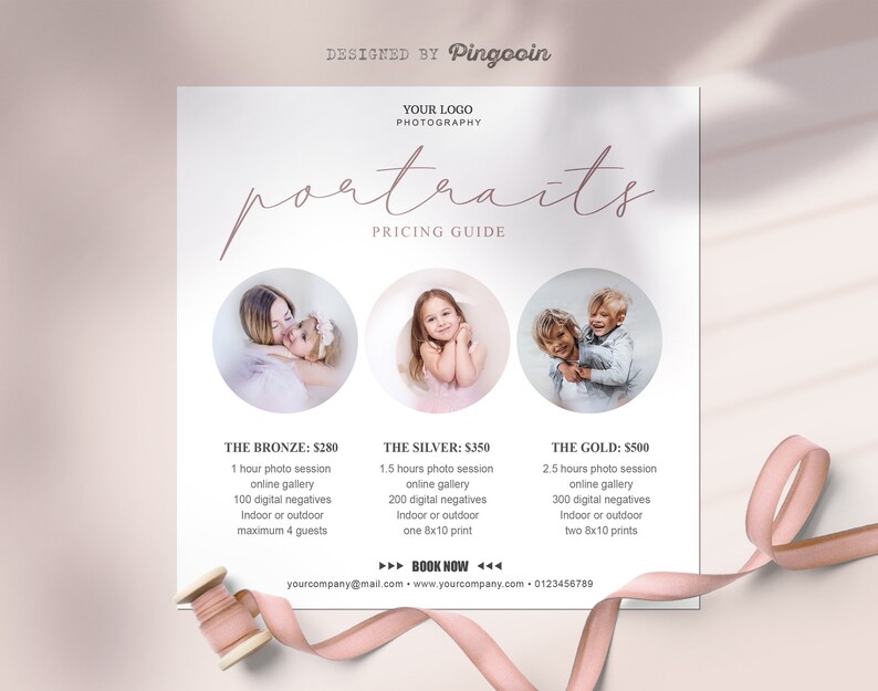 Price List Template. Portrait Photography Pricing Guide. Etsy