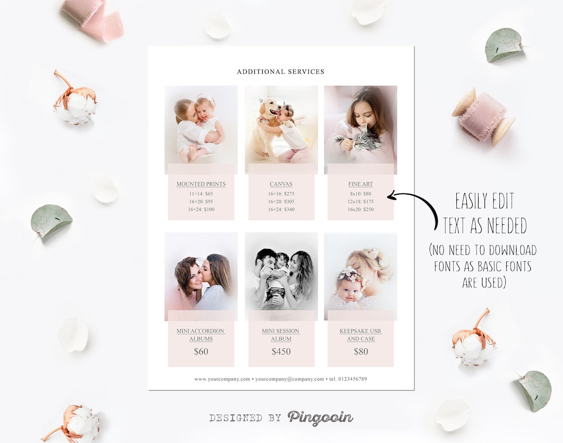 Price List Template. Family Photography Pricing Guide. Family Etsy