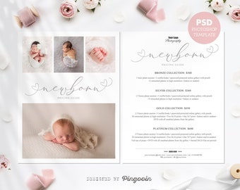 Price list template. Newborn photography pricing guide. Photography prints. Newborn mini session. Newborn photography price list menu. PLT13