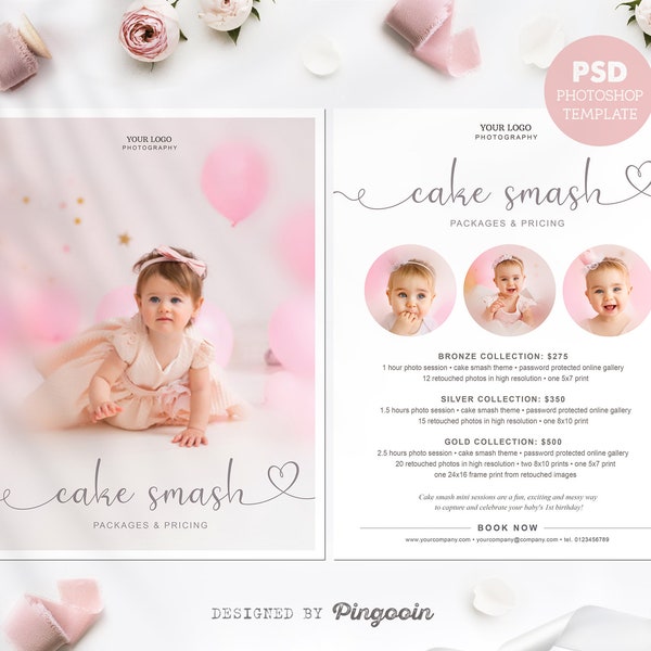 Preisliste Vorlage. Cake Smash Fotografie Preisanleitung. Fotografie Drucke. Cake Smash Mini Sitzung Marketing Board. PSD Dateien. PLT125