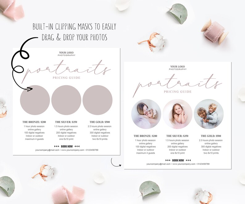 Price List Template. Portrait Photography Pricing Guide. Etsy