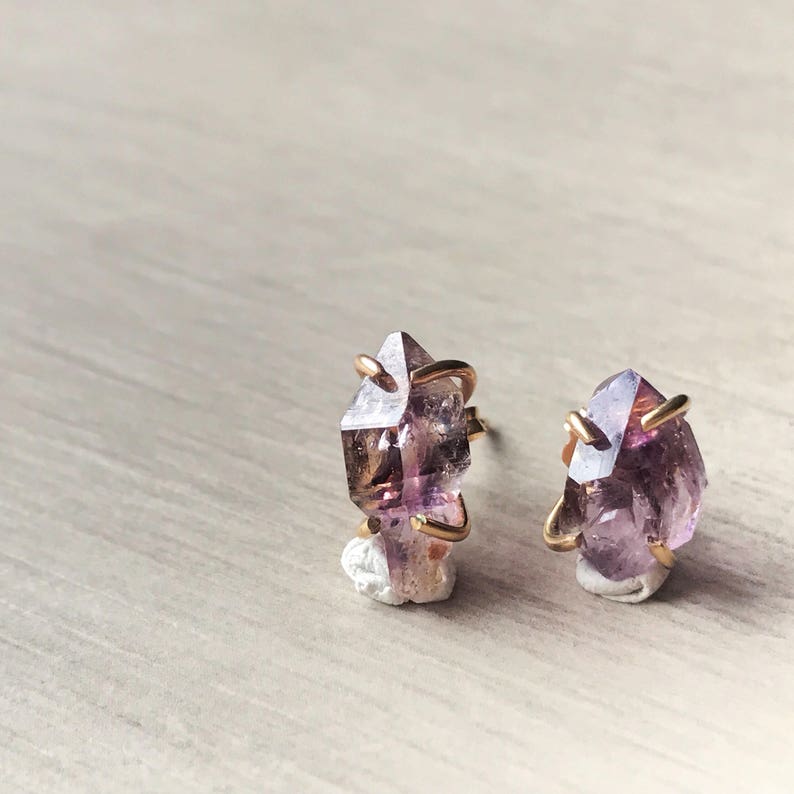 vera cruz amethyst February birthstone Amethyst crystal ear studs February birthday gift purple crystal earrings amethyst earrings