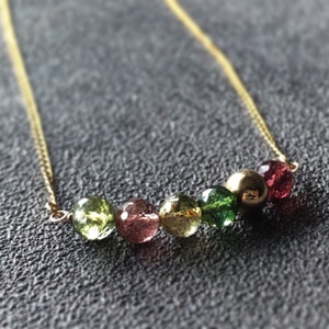 Tourmaline Crystal Necklace 14k Gold Filled