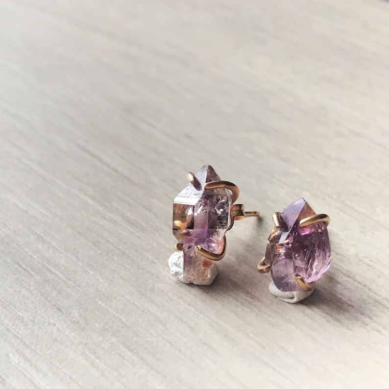 vera cruz amethyst February birthstone Amethyst crystal ear studs February birthday gift purple crystal earrings amethyst earrings