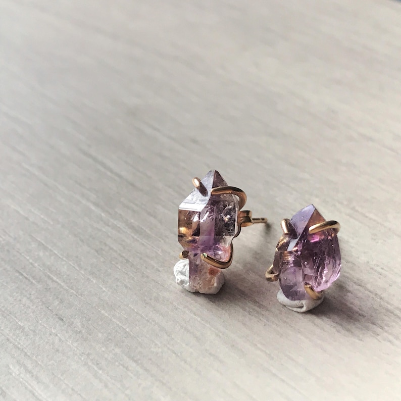 vera cruz amethyst February birthstone Amethyst crystal ear studs February birthday gift purple crystal earrings amethyst earrings