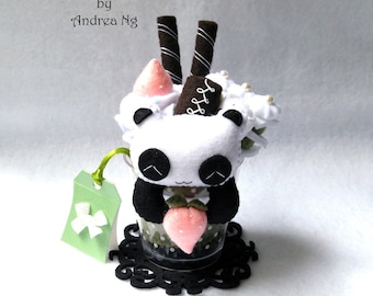 Matcha Vanilla Panda Gift: Kawaii Dessert Plush Desk Decor