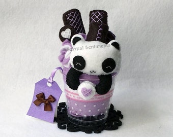 Panda Parfait Filz Skulptur, Taro Schokolade Dessert Dekoration
