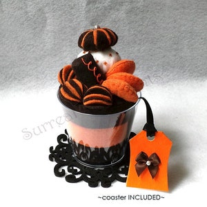 Chocolat orange feutre Cupcake, cadeau Unique automne automne récolte Dessert automne Decor Orange Jaffa gâteau décoration obtenir bien carte cadeau récolte