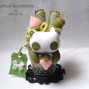 Thé vert Matcha Panda Parfait Matcha Lover Panda Cadeau Thé vert Dango Stick Dango Peluche Kawaii Dango Dessert japonais Matcha Panda Dango