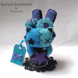 Purple Aqua Motley-Kitty Parfait Aqua Cream Biscuit Ice Cream Sundae Parfait Kawaii Star Cookie Gothic Collectibles Spooky Cute Dessert