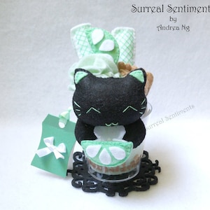 Key Lime Pie Black Cat Parfait Black Cat Lover Gift Kawaii Black Cat Key Lime Pie Art Black Cat Sculpture Black Cat in Dessert Romantic Pie