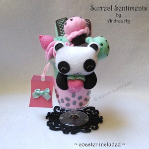 Mint Strawberry Ice Creams Panda Sundae Panda Mint Strawberry Ice Cream Cute Panda Lover Gift Panda Desk Decor Panda Gift Sundae Plush