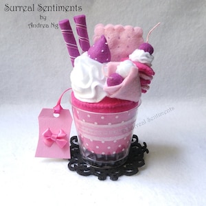 Pink Strawberry Parfait Pink Mini Pancake Dessert Decoration Kawaii Room Cake Plush Pink Cream Cookie Decor Cafe Art Kawaii Gift Pastry Art