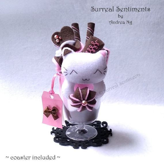 Whimsical Cat Ice Cream Sundae: Neapolitan Dessert Decoration