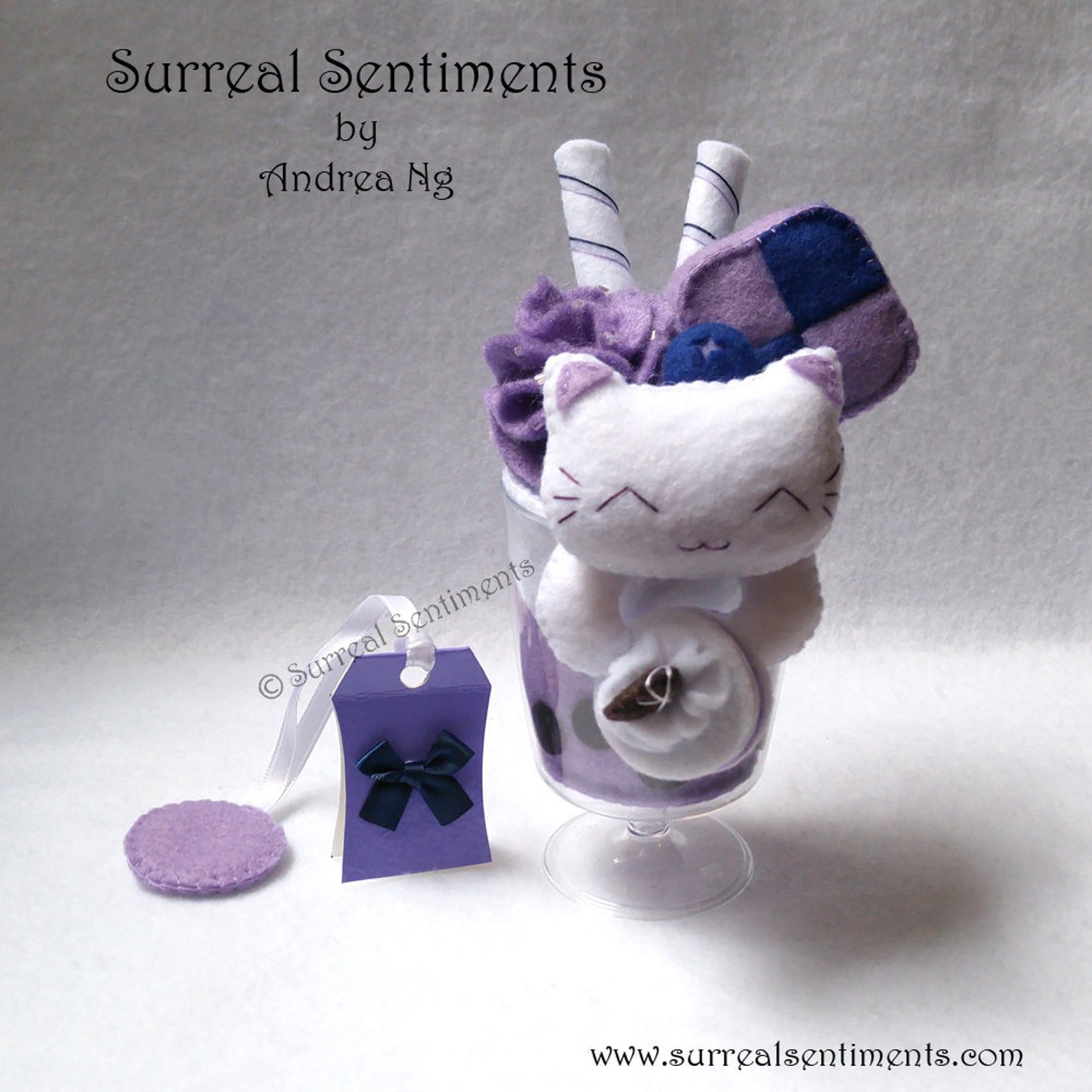 Blueberry Bubble Tea Cat Plush Boba Tea Gift Card Bubble Tea Etsy