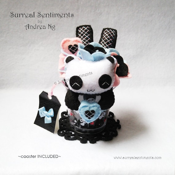 Pastel Goth Rose Panda Parfait Felt Cup