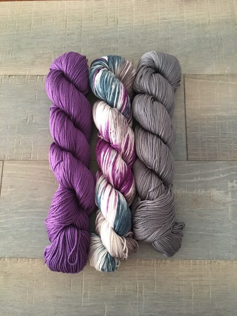 Jewel 3 skein shawl kit on 100/% pima cotton DK