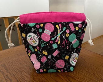 Sewing theme drawstring sock sack bag