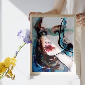 Watercolor face Instant Download fashion illustration