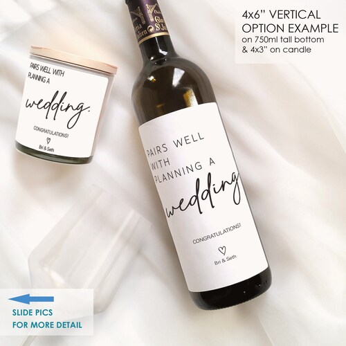 Wedding Planning Gift, Engagement Wine Label, Gift for Bride, Engagement Gift for Couples, Pairs Well with Planning A Wedding, Newly Engaged