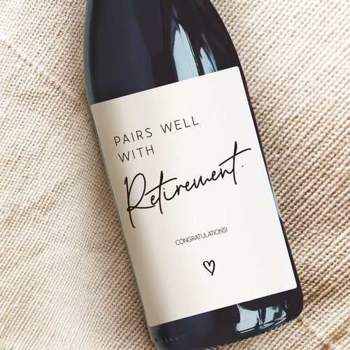 Retirement Wine Label Gift Retirement Gift for Her Gift for Etsy