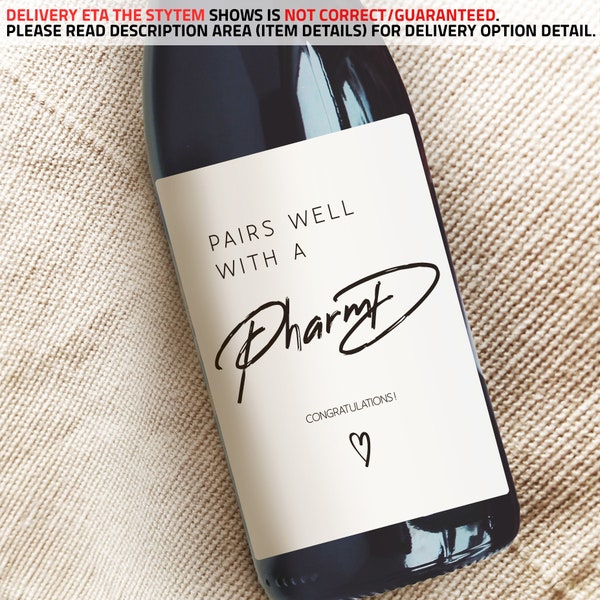 Graduation Gift, PharmD Wine Label, Gift for Pharmd, Gift for Pharmacist, Pairs Well with a PharmD