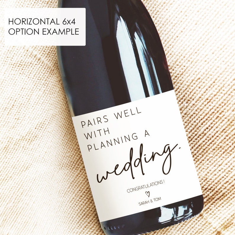 DIY Personalizable Template for Pairs well with Wedding Planning Engagement Wine Label Template, for Bride, Gift for Couples, Newly Engaged image 3
