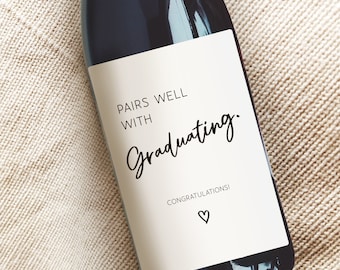Graduation Gift, Graduation Wine Label, Gift for Her, Gift For Him